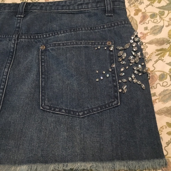 FREE PEOPLE Shine Bright Far Jeweled Jeans Denim Skirt 10 - Picture 13 of 15